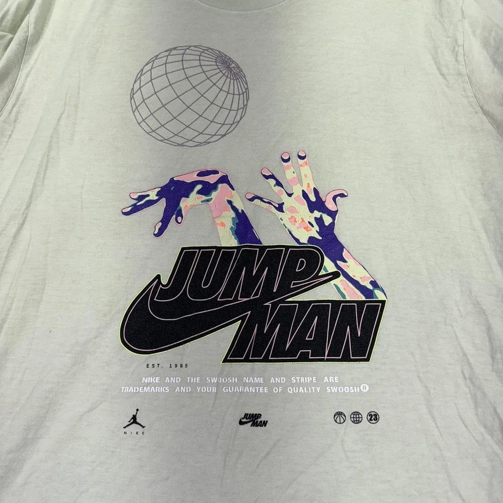 Jordan Shirt Mens XL Green Jumpman Globe Hands Graphic Tee Nike Basketball